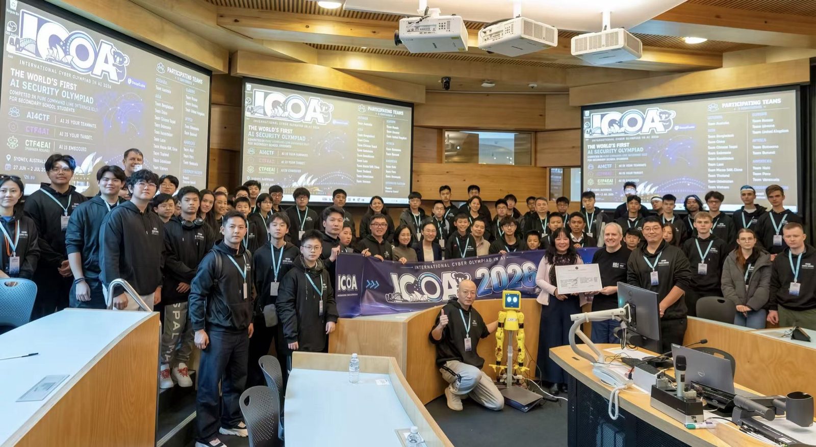 ICOA 2026 medalists and organizers at the University of Technology Sydney