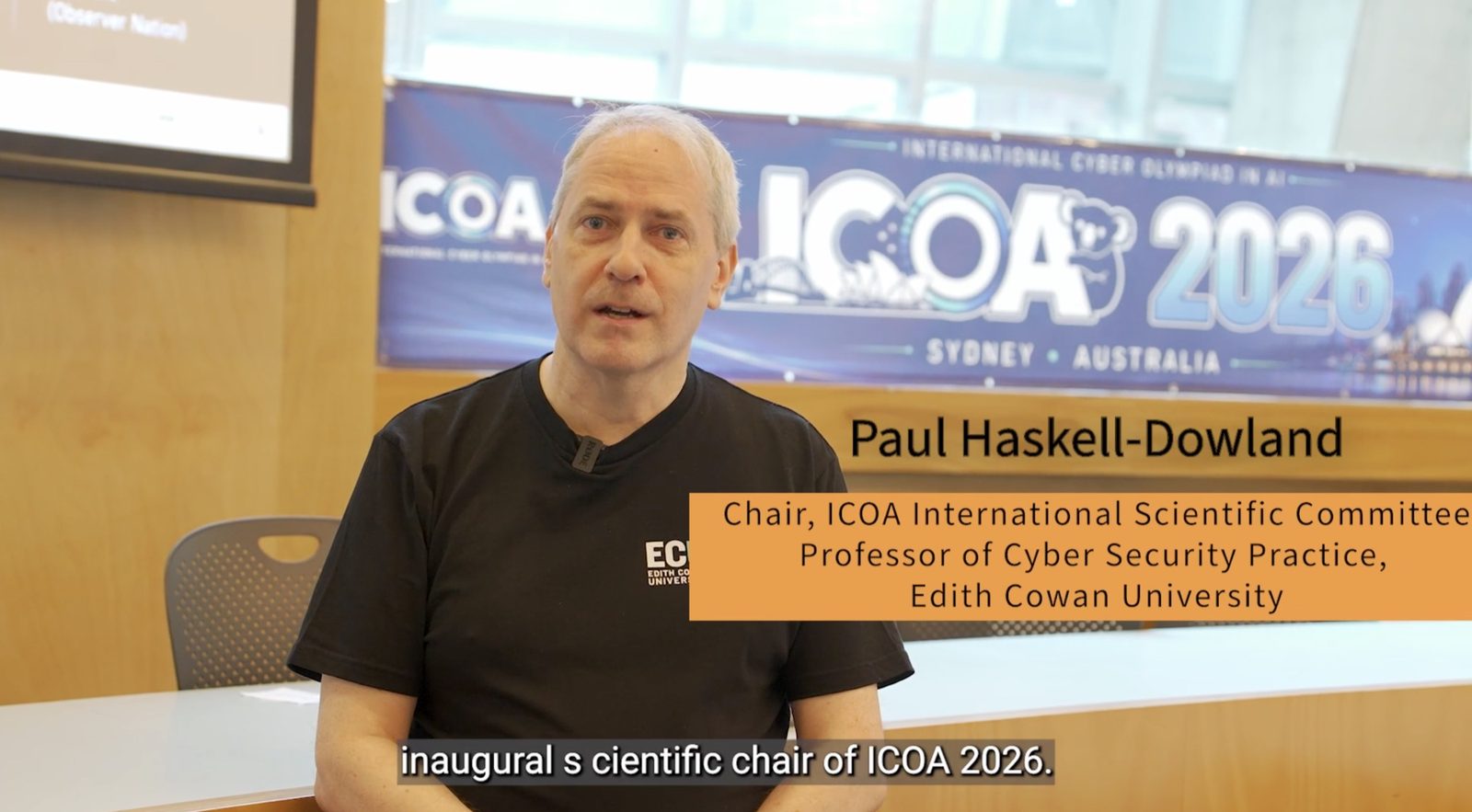 Professor Paul Haskell-Dowland, Chair of the ICOA International Scientific Committee